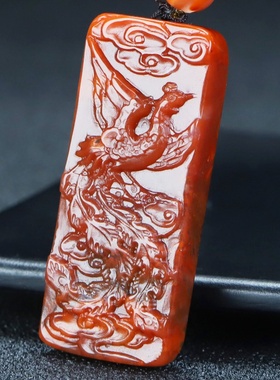 玉思缘男女南红玛瑙朱雀天然吊坠