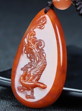 玉思缘男女南红玛瑙朱雀天然吊坠