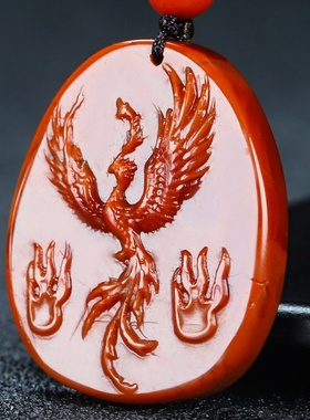玉思缘男女南红玛瑙朱雀天然吊坠