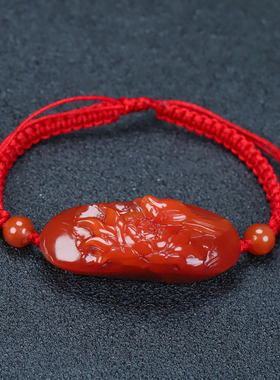 正品四川天然凉山保山南红玛瑙柿子红花鸟喜上眉梢手牌原石58号