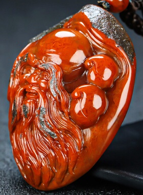 天然寿星小把件凉山南红玛瑙