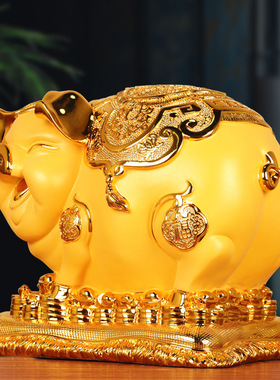 金猪存钱罐摆件树脂工艺品猪年商务礼品客厅电视柜装饰摆设招财