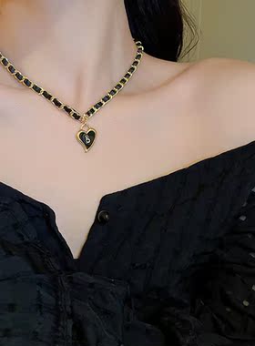 小众数字爱心皮革合金缠绕项链