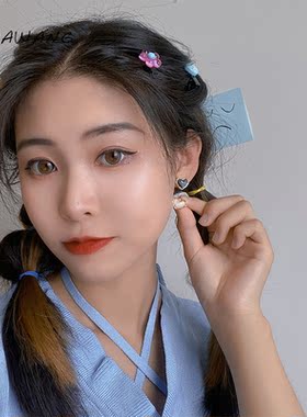 银针甜美爱心形耳钉女小巧气质