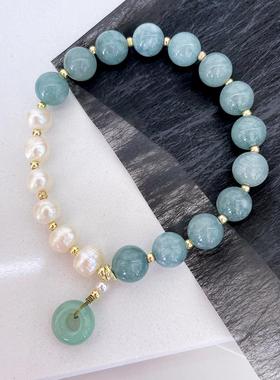 女玉石淡水珍珠手链中式国风复古