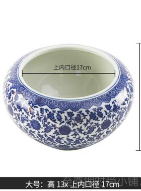 正品陶瓷花盆青花瓷笔水洗金鱼缸摆乌龟睡莲缸碗盆培莲植物客厅桌