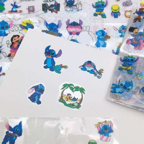 史迪仔儿童贴纸100枚盒装史迪奇动漫手帐贴纸咕卡卡通防水贴画新 - 图2