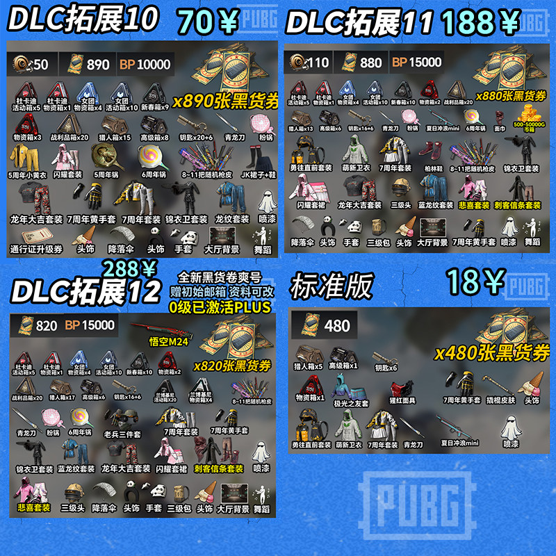 绝地求生pubg黑货票券账号pubg帐号吃鸡号杜卡迪票卷成品皮肤竞技