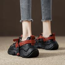 Ocnltiy Retro Genuine Leather Old Daddy Shoes Woman 2023 Spring Autumn New Womens Shoes Thick Bottom Heightening Casual Sneaker Tide