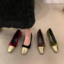 Boomer Flat-bottomed Fasting suede Temperament Small Scent Wind Single Shoes 2023 Spring new Foot Pedal Square Head Womens Shoes