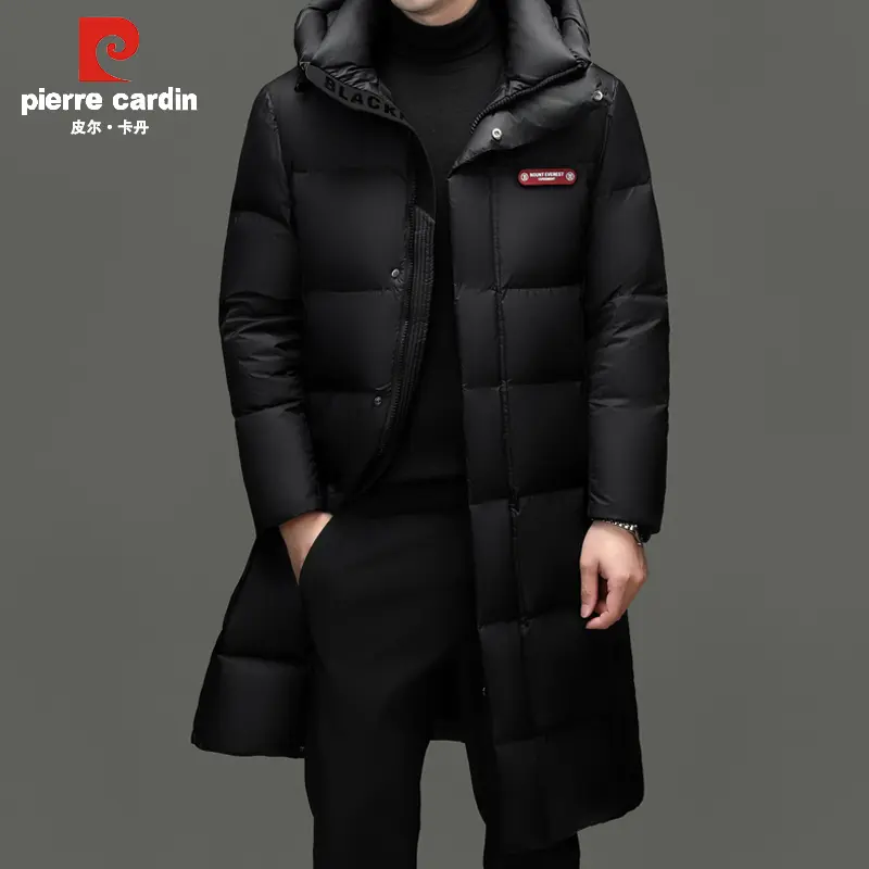 皮尔卡丹正品男士亮面羽绒服冬季新款中青年长款过膝加厚保暖外套 - 图1
