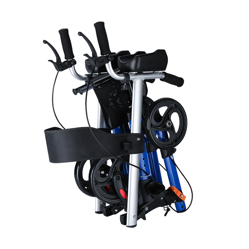 老人轮椅轻便手推车折叠便携助行器辅助行走器代步可坐自助购物车-图0