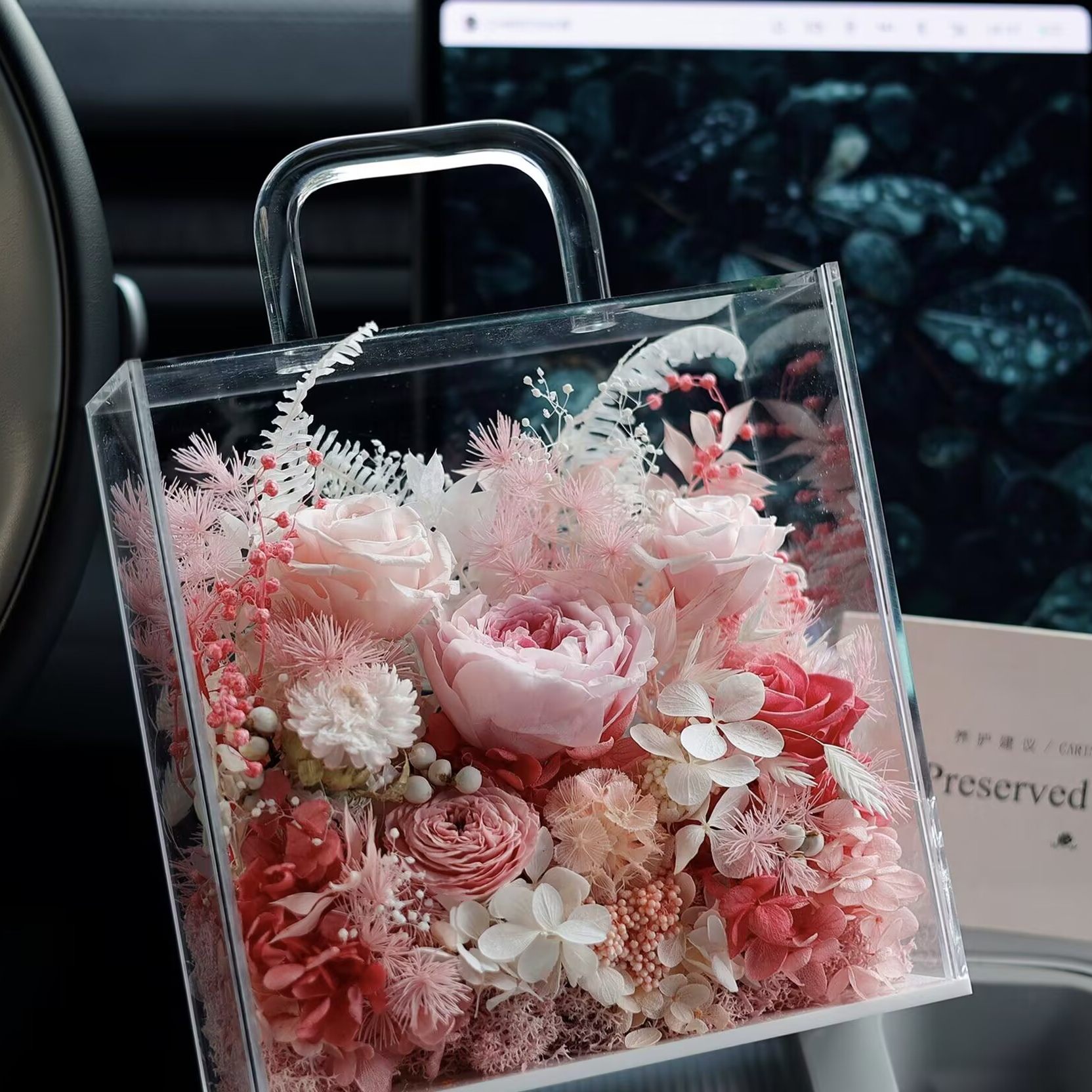 情人节永生花成品亚克力手提花盒永生玫瑰花礼盒生日礼物送女友,淘宝优惠券,粉丝福利购,淘宝优惠卷