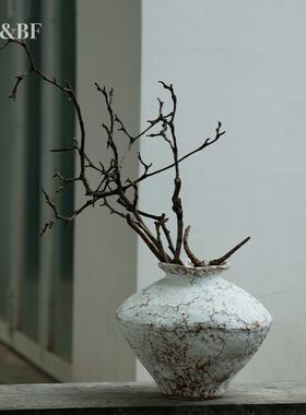 侘寂风粗陶陶罐复古花瓶古朴花器