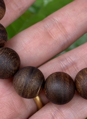 天然九分沉水老料越南芽庄沉香手串奇楠圆珠男士文玩木质手链14mm