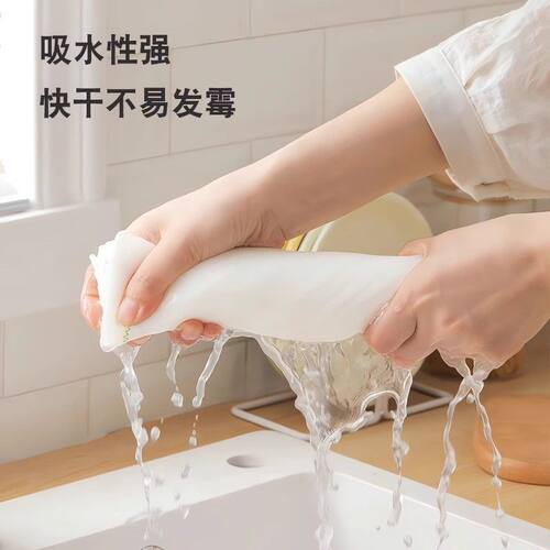 厨房家用百洁布洗碗布多层纱布疏油抹布吸水不掉毛擦桌清洁毛巾 - 图3