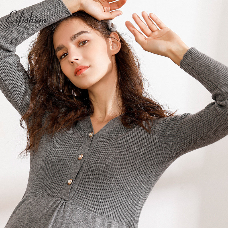 2021春秋新款孕妇连衣裙潮妈针织衫 伊肤芊连衣裙