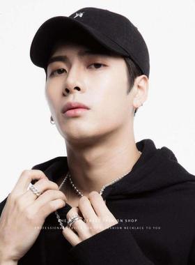 古巴链戒指满锆石潮流男女指环