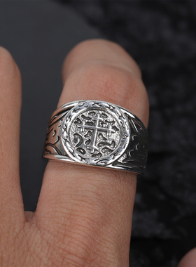 欧美复古潮牌十字架戒指