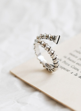 DAMAI 小众设计螺丝钉子戒指女潮流暗黑霸气嘻哈朋克风开口指环男