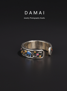 珐琅森系吉象戒指文艺景泰蓝