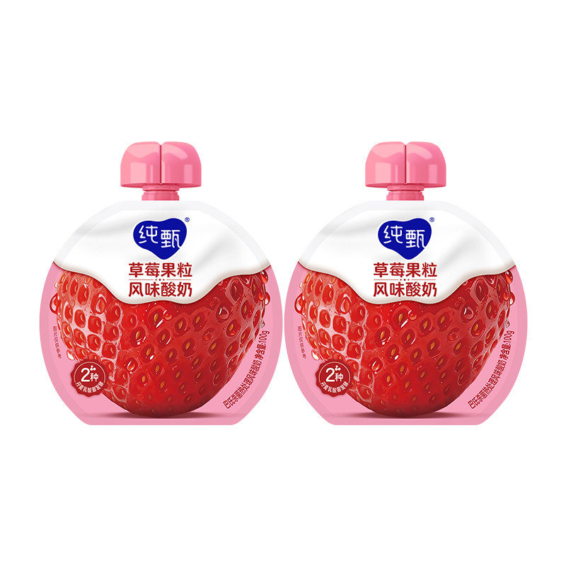 【库存2W】纯甄草莓果粒吸吸酸奶100g×2包
