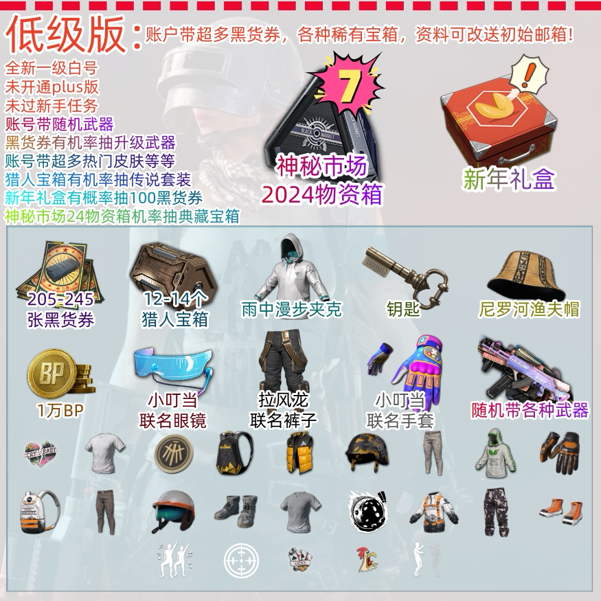 pubgsteam绝地求生账号pubg成品皮肤号黑货券工坊藏匿处宝箱开箱帐号