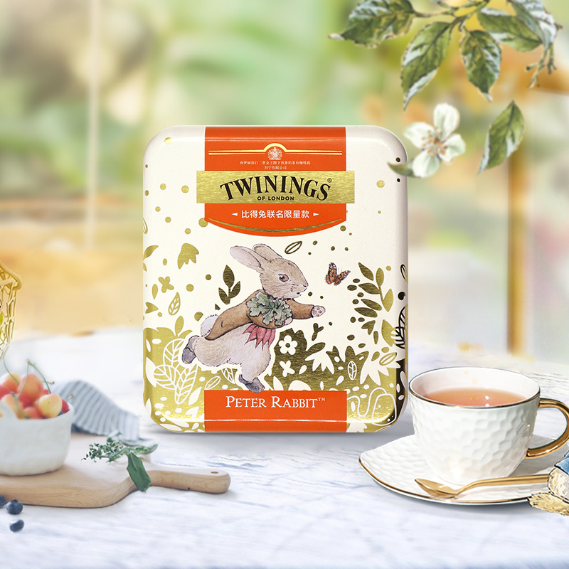 twinings英国川宁茶盒比得兔联名小茶盒铁盒茶叶盒便携茶叶伴手礼-图0