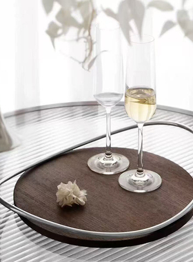 藤编木头托盘样板间桌面收纳盘