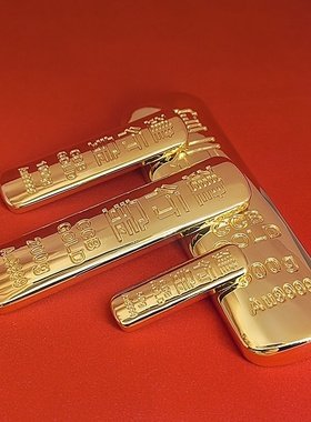 建行仿真金条金色店铺展示足重柜台吉祥物影视结婚高品质拍照银行