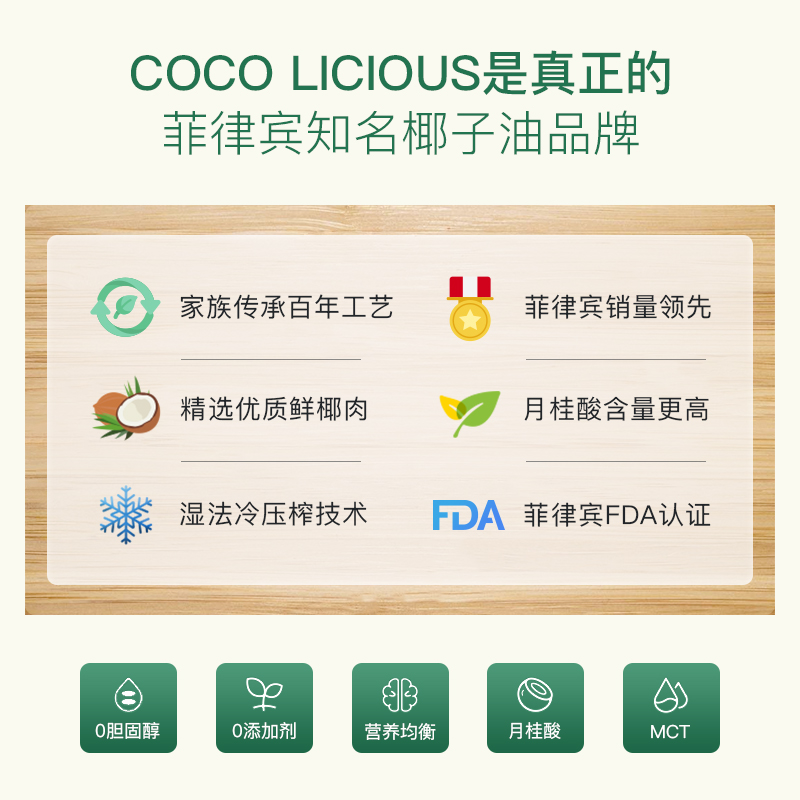 菲律宾COCOLICIOUS冷榨椰子油食用油按摩油身体精油孕妇护肤护发