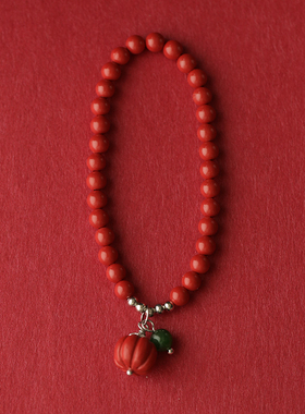 小众设计朱砂高含量红砂手串复古国潮风手工南瓜提溜手链女款首饰