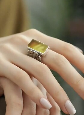 复古做旧国潮新中式三生有杏戒指