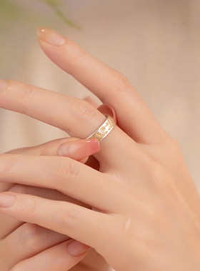 唐草纹描金实心开口戒指