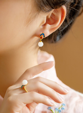 纯银项链女夏 小众设计感高级感耳饰戒指套装520情人节礼物送女友