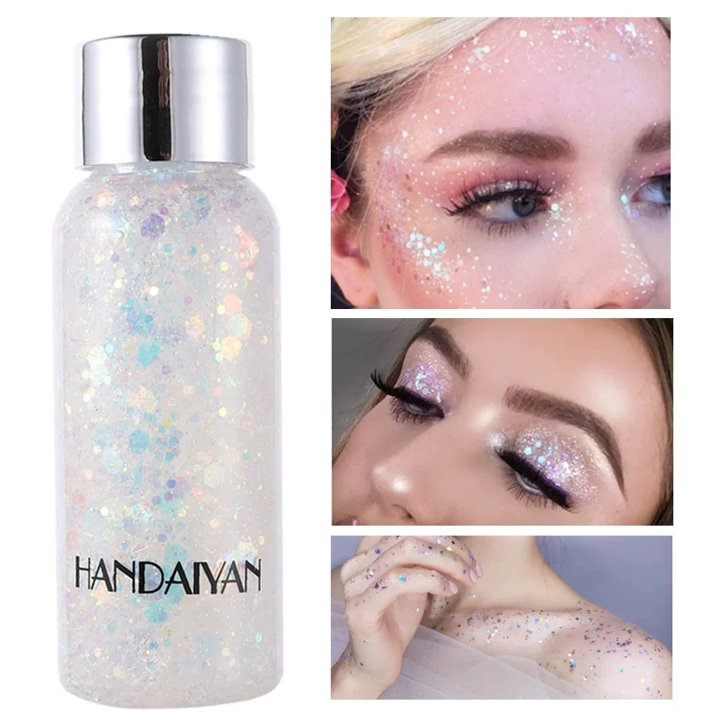Флеш-глянца кристаллы по лицу и телу sequins гель флакон пудра тени для век цветная поляризованная сценическая макияж прямой эфир прямой эфир