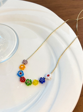 彩色花朵夏日多巴胺项链