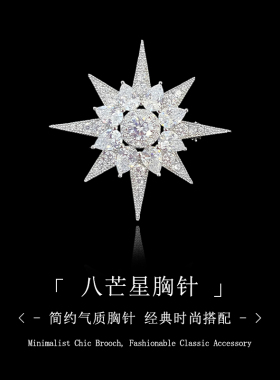 轻奢高级感胸针气质八芒星