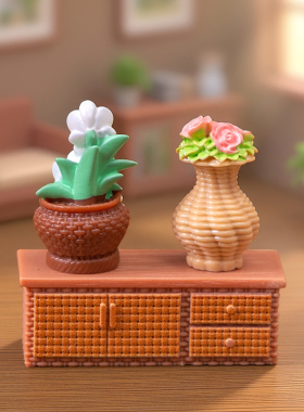 微景观造景手工树脂藤编家具摆件