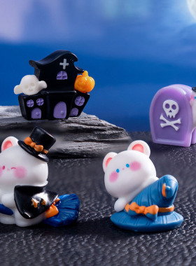微景观创意万圣节摆件卡通骷髅城堡南瓜幽灵树脂木乃伊手工装饰品