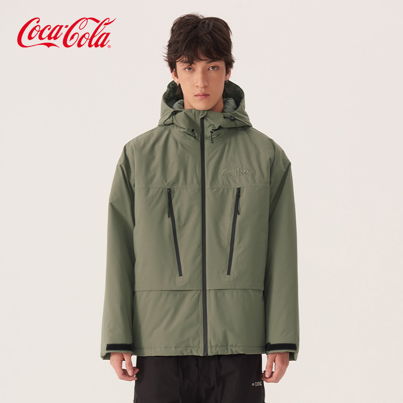 Coca-Cola/可口可乐户外三防防风防水透气连帽软壳加棉冲锋衣外套,淘宝优惠券,粉丝福利购,淘宝优惠卷