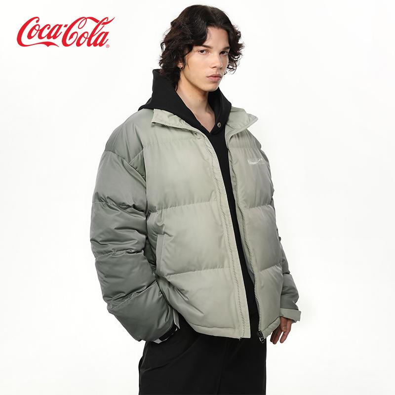 Coca-Cola可口可乐 渐变数码印花保暖外套休闲抽绳立领棉服男女