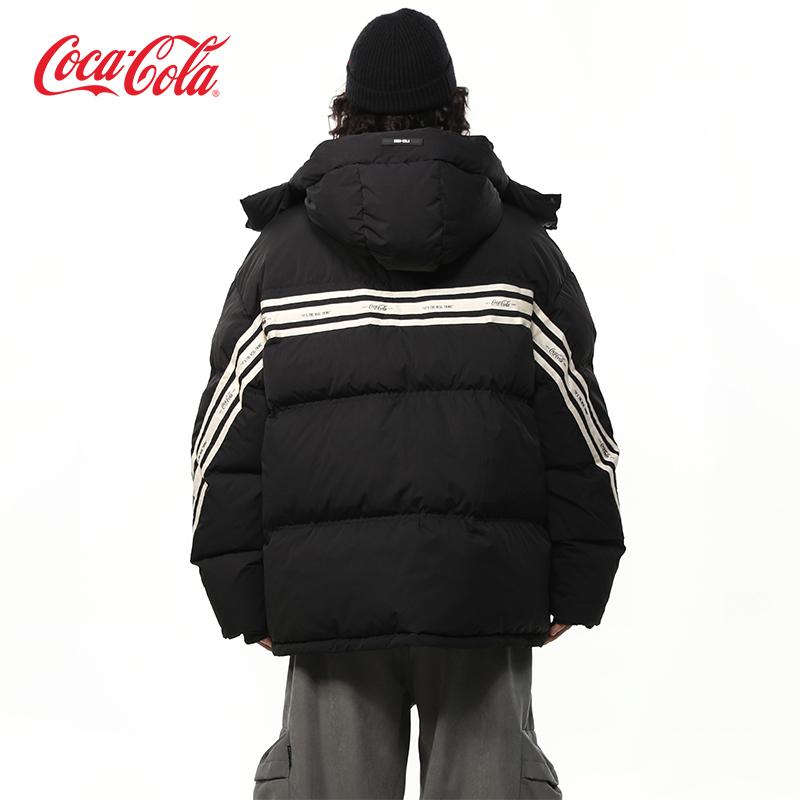 Coca-Cola可口可乐 90绒可拆卸帽保暖外套字母刺绣连帽羽绒服男女
