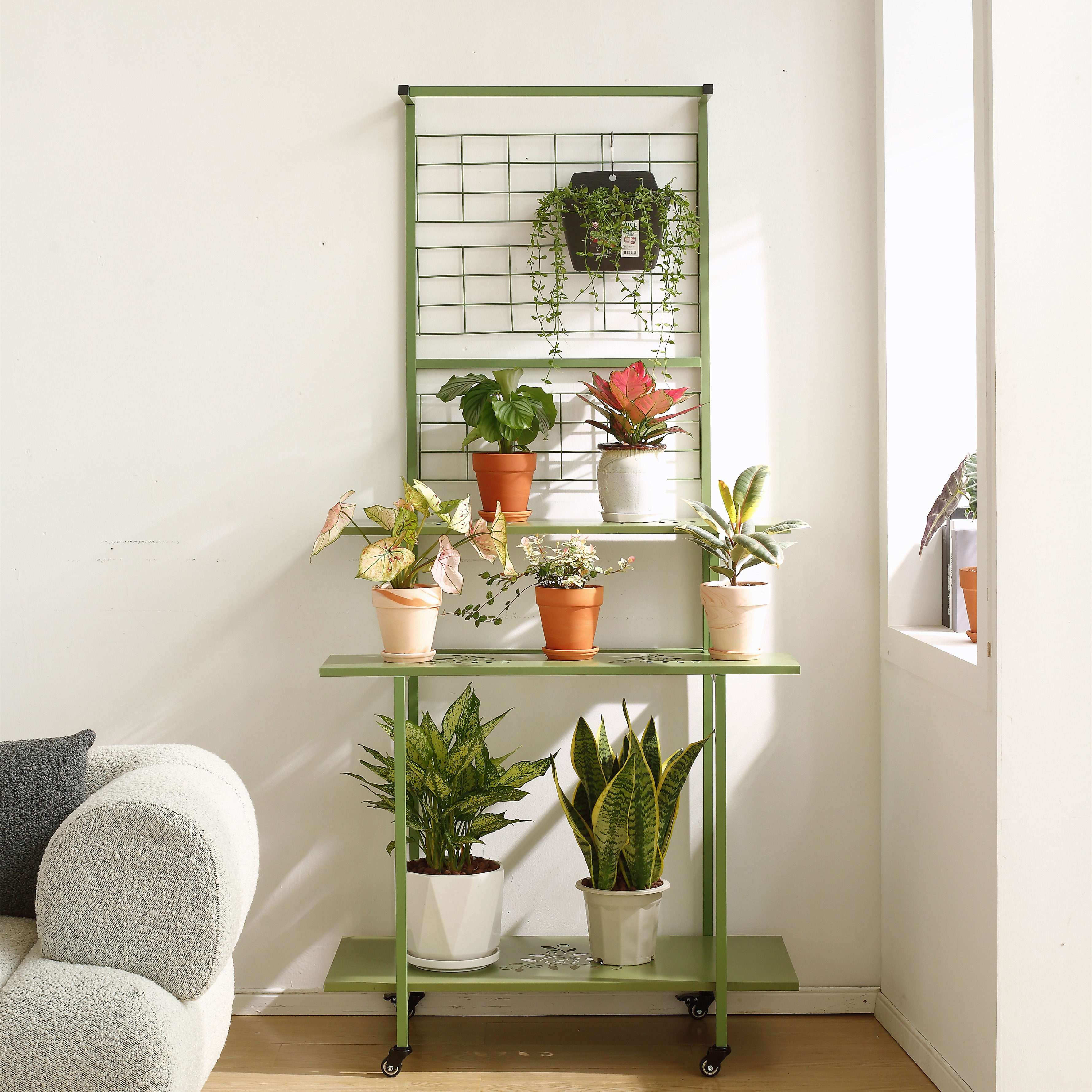 阳台可移动花架 带轮多层落地式室内户外阶梯置物架铁艺花盆架子,淘宝优惠券,粉丝福利购,淘宝优惠卷