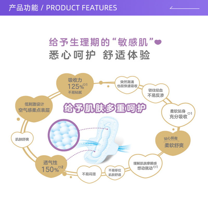 乐而雅F系列日用卫生巾25cm17片4包