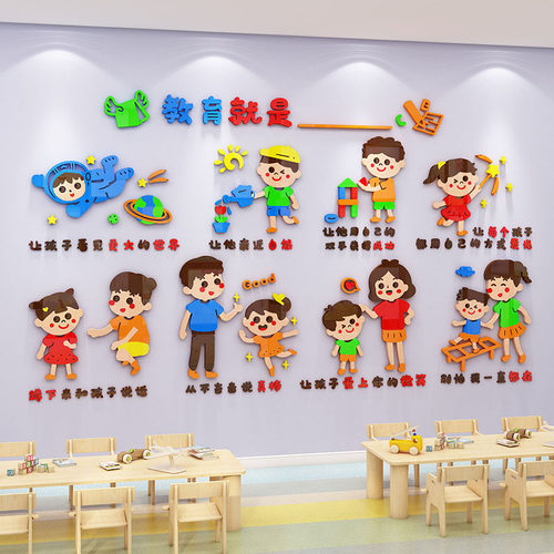 幼儿园教室墙面装饰教育环创材料主题墙成品立体神器高端文化墙贴-图1