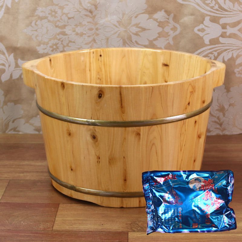 香柏木泡脚木桶足浴桶洗脚木盆小木桶实木木 热品库 性价比省钱购