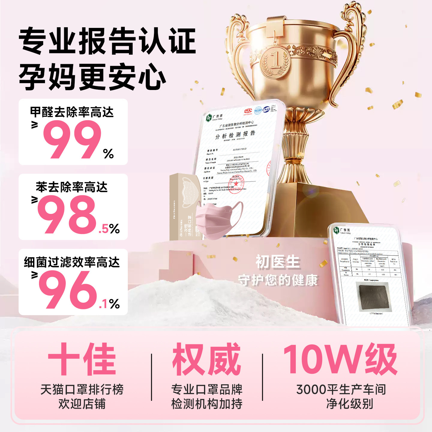 孕妇专用蝶形活性炭口罩防二手烟防甲醛办公室装修防异味独立包装
