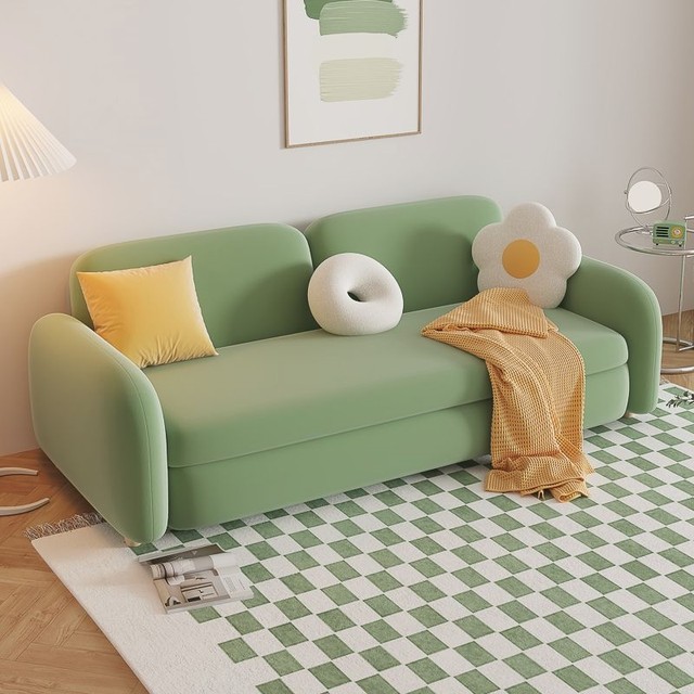 Solid wood small apartment bedroom living room ins style push-pull dual-use multi-functional storage foldable sofa bed