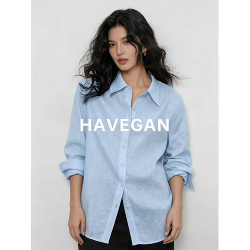 与间HAVEGAN/100亚麻宽松衬衫女慵懒风高级感松弛气质防晒上衣 - 图2